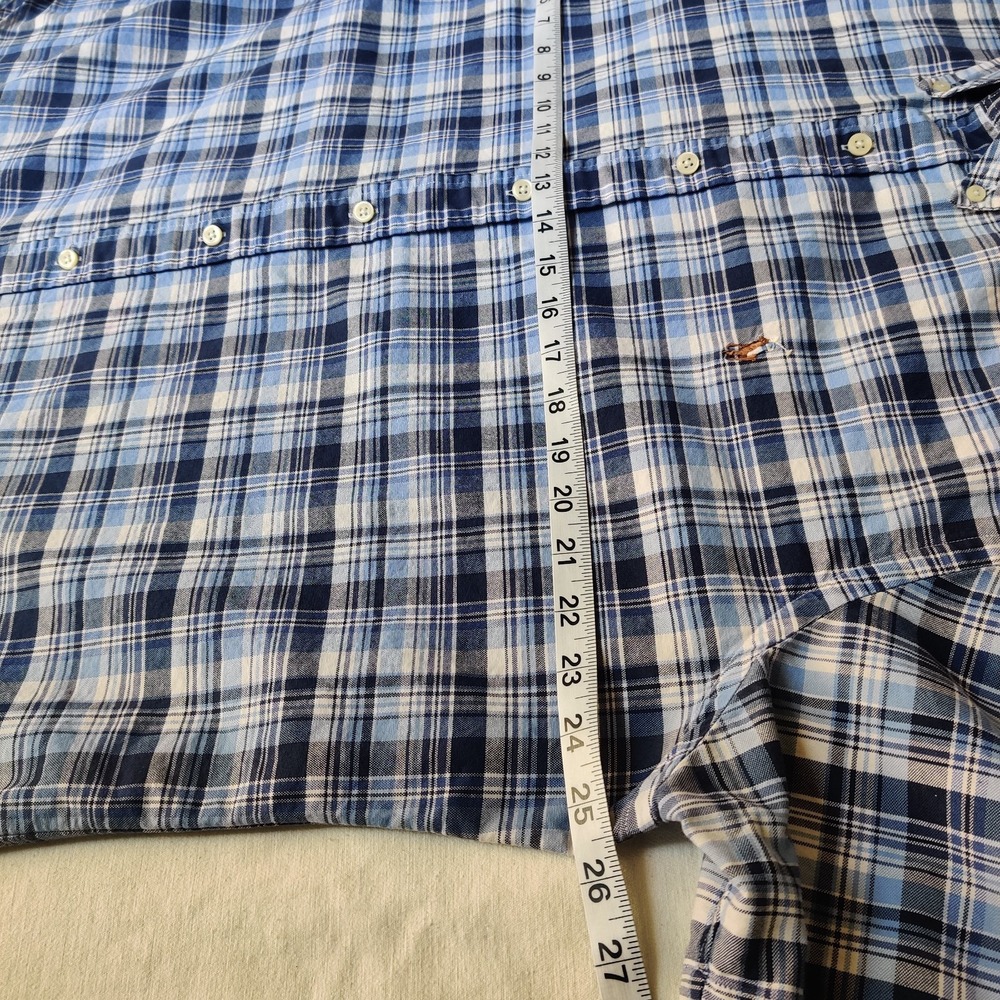 Ralph Lauren Men's 100% Cotton Blue Plaid Short Sleeve Button Down Shirt Size XL - Picture 7 of 14